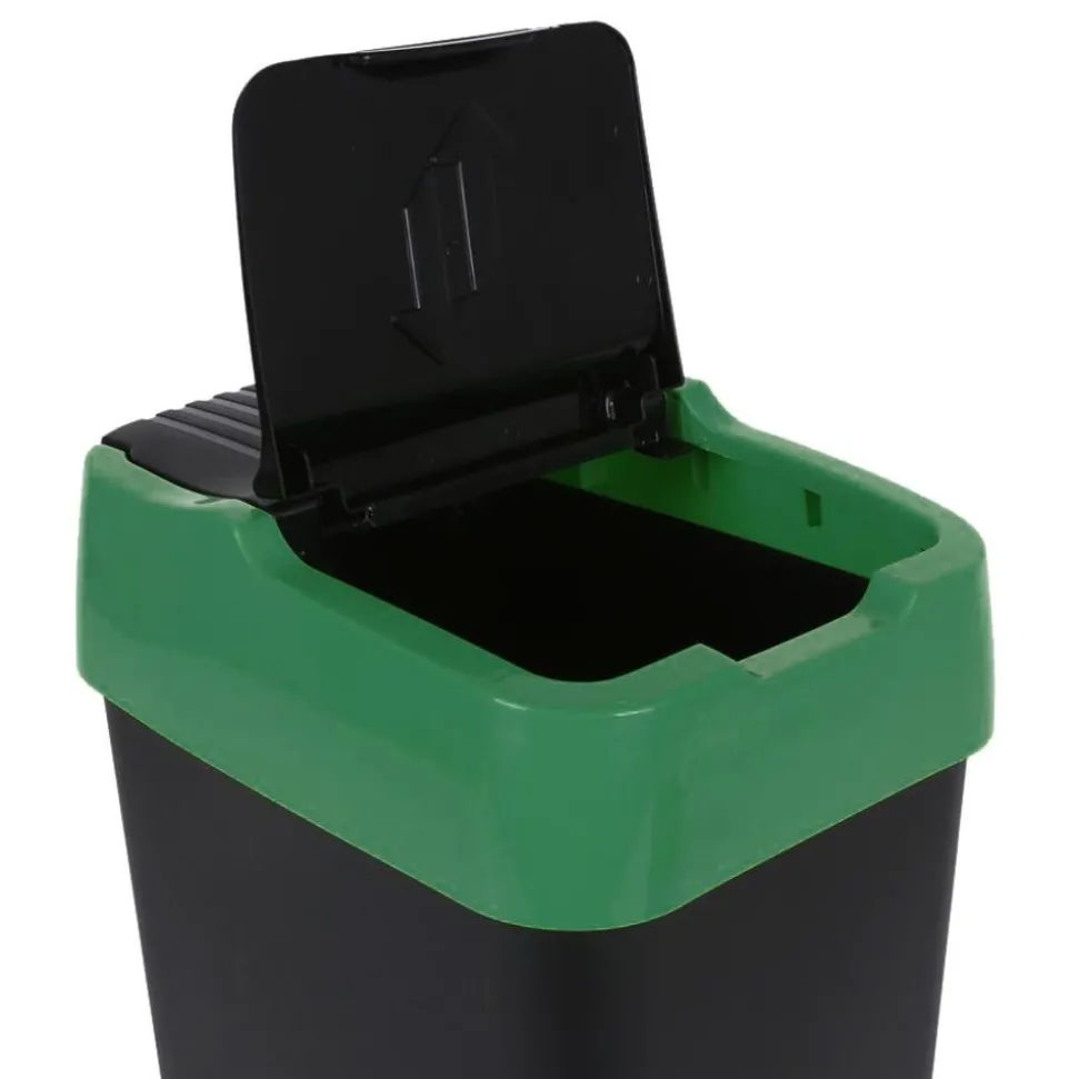 Abfalleimer Mit Schwingdeckel 60L Grun