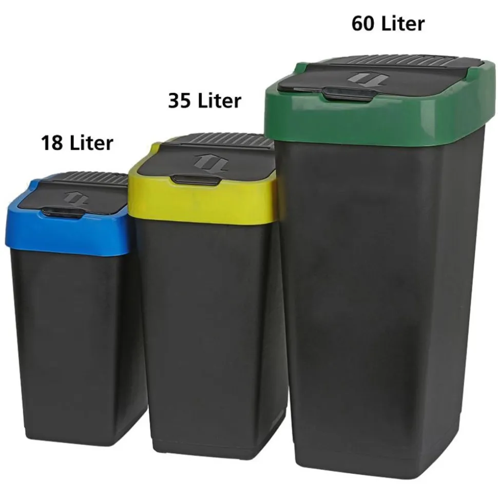 Abfalleimer Mit Schwingdeckel 60L Blau