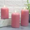 Abgerundete Led-Kerzen Aus Echtwachs 3Er-Set Rosa