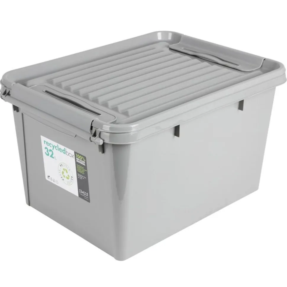 Aufbewahrungsbox Recycled Mit Deckel 32L Grau