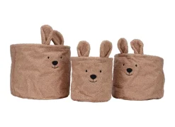 AufbewahrungsKörbe Aus Teddystoff 3Er-Set Braun