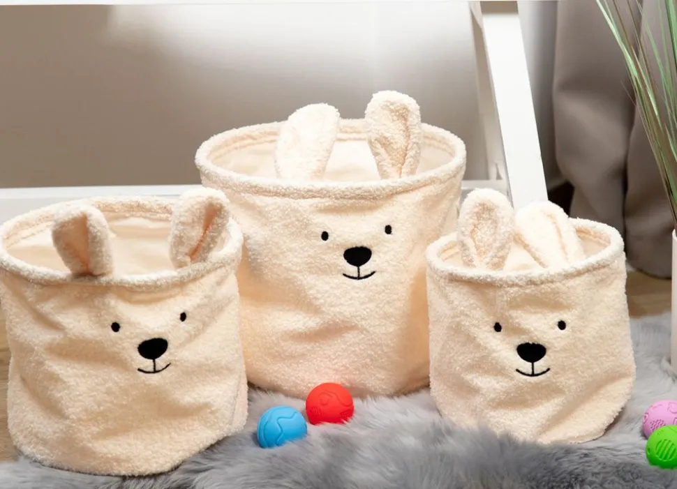 AufbewahrungsKörbe Aus Teddystoff 3Er-Set Beige