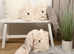 AufbewahrungsKörbe Aus Teddystoff 3Er-Set Beige
