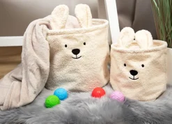 AufbewahrungsKörbe Aus Teddystoff 3Er-Set Beige