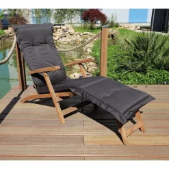 Auflage Teak Deckchair Braun-Anthrazit
