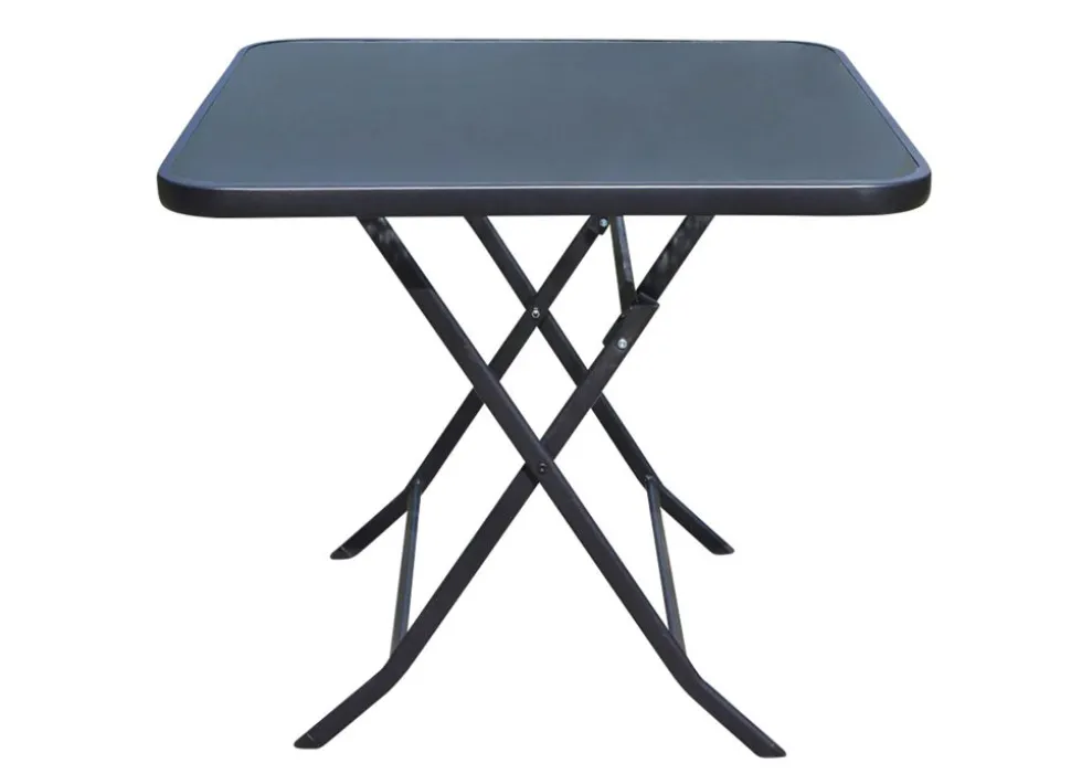 Balkon-Klapptisch Mit Glasplatte 70X70X70Cm Schwarz