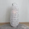 Bambuslaterne Mit Glaswindlicht 34X90Cm White-Washed