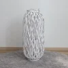 Bambuslaterne Mit Glaswindlicht 31X70Cm White-Washed