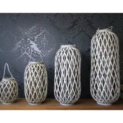 Bambuslaterne Mit Glaswindlicht 29X70Cm