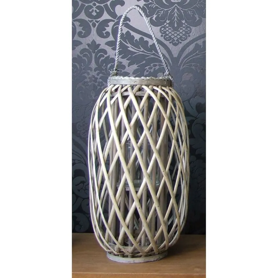 Bambuslaterne Mit Glaswindlicht 23X50Cm