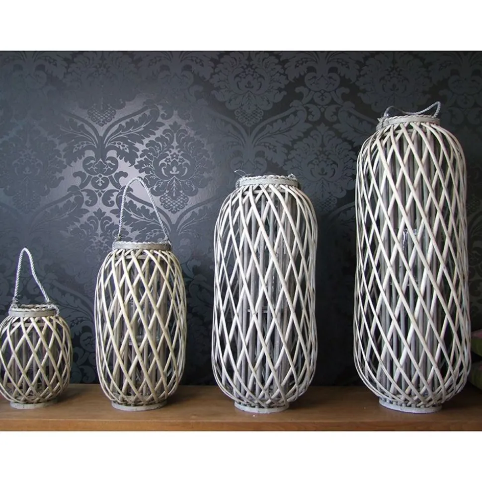Bambuslaterne Mit Glaswindlicht 23X50Cm