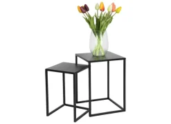 Beistelltische Aus Metall 2Er-Set Schwarz