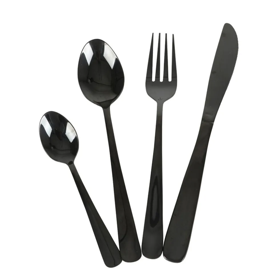 Besteck Aus Edelstahl 16-Teiliges Set Schwarz