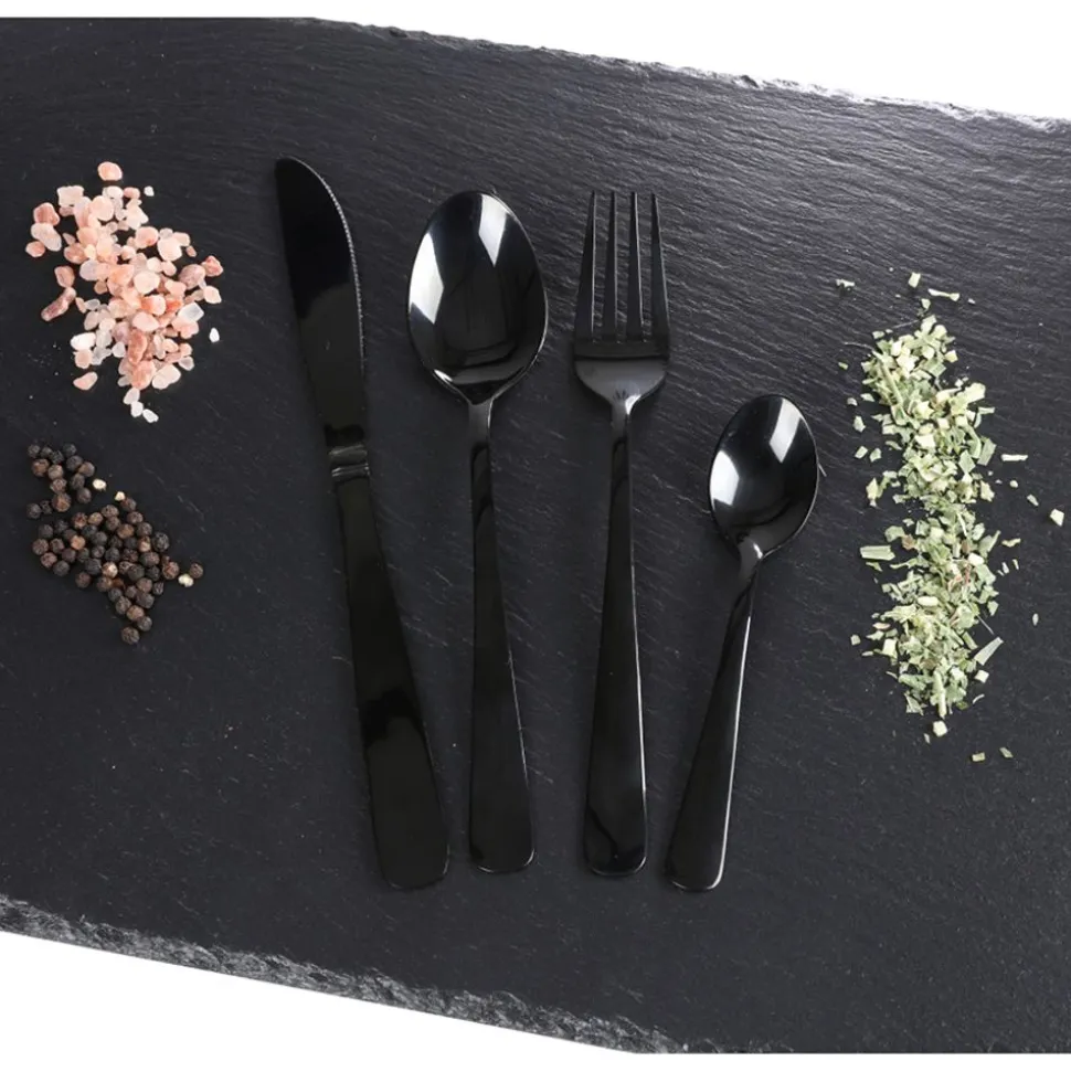 Besteck Aus Edelstahl 16-Teiliges Set Schwarz