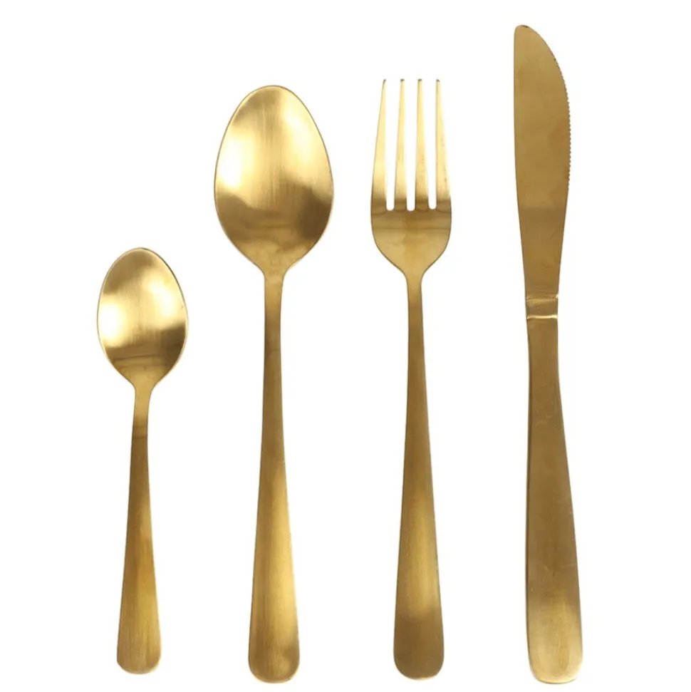 Besteck Aus Edelstahl 16-Teiliges Set Gold
