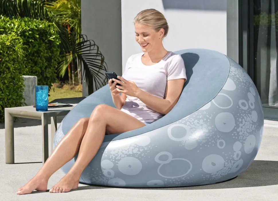 Bestway #75052 Aufblasbarer Sessel Inflate-A-Chair Blau Mit Print