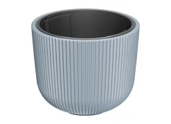 Blumentopf Milly Bauchig Rillendesign Mit Einsatz 39Cm Steingrau