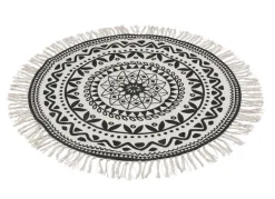 Boho-Teppich Mit Fransen 90Cm Natur/Schwarz