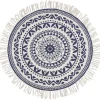 Boho-Teppich Mit Fransen 90Cm Natur/Dunkelblau