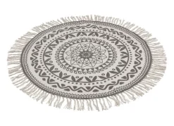 Boho-Teppich Mit Fransen 90Cm Natur/Grau
