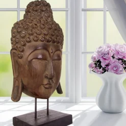 Buddha-Maske Aus Albesia-Holz 65Cm