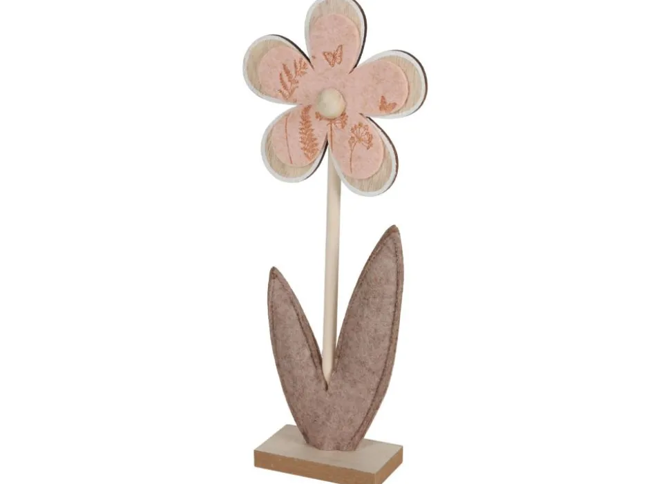 Deko-Blume Aus Filz Und Holz 2Er-Set
