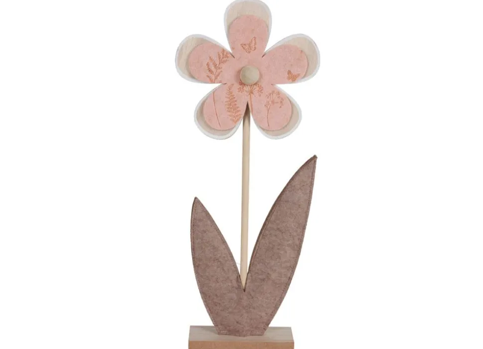 Deko-Blume Aus Filz Und Holz 2Er-Set
