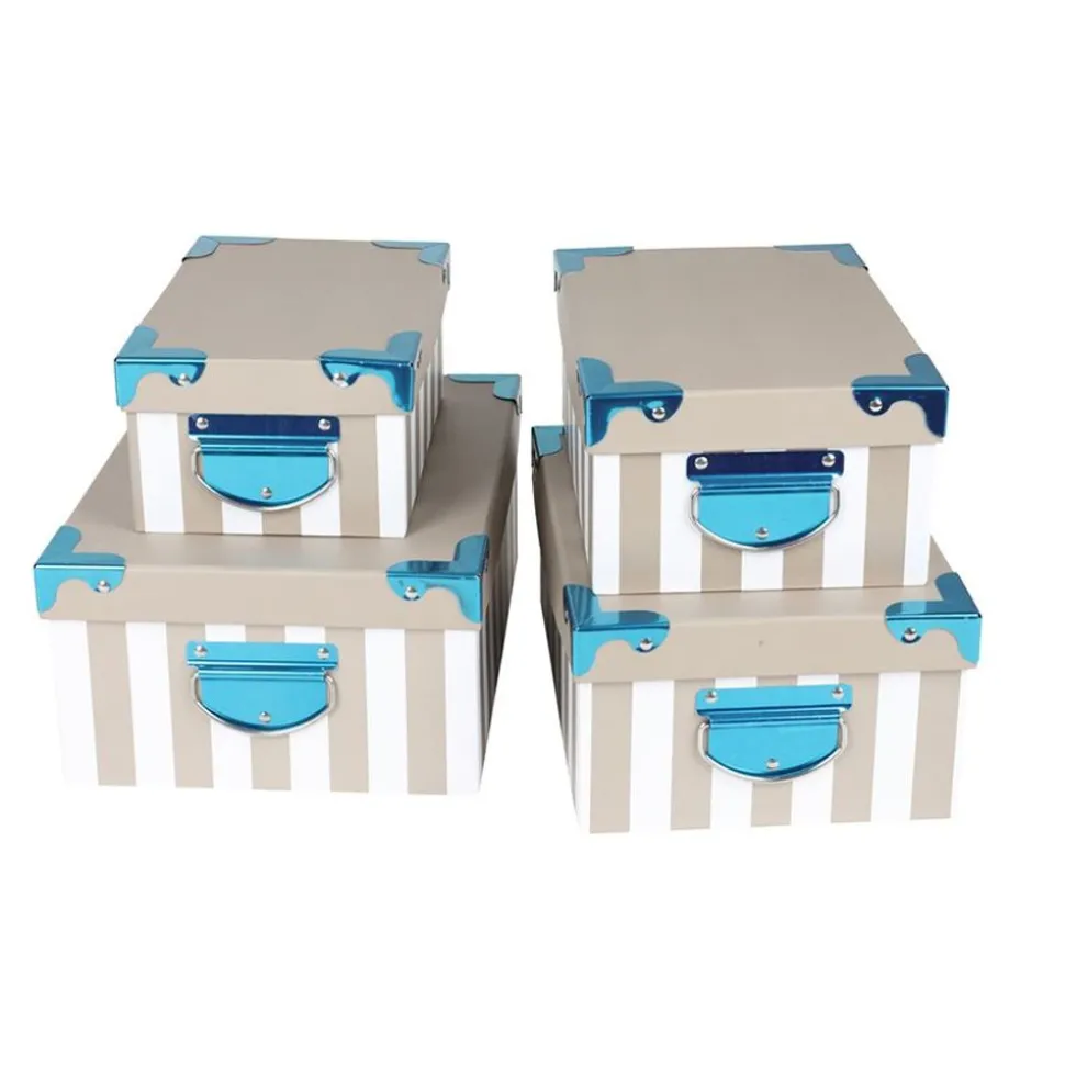Dekoboxen Streifen Mit Metallhenkel 4Er-Set