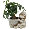 Dekofigur Kind Mit Blumentopf 30X26Cm Grau