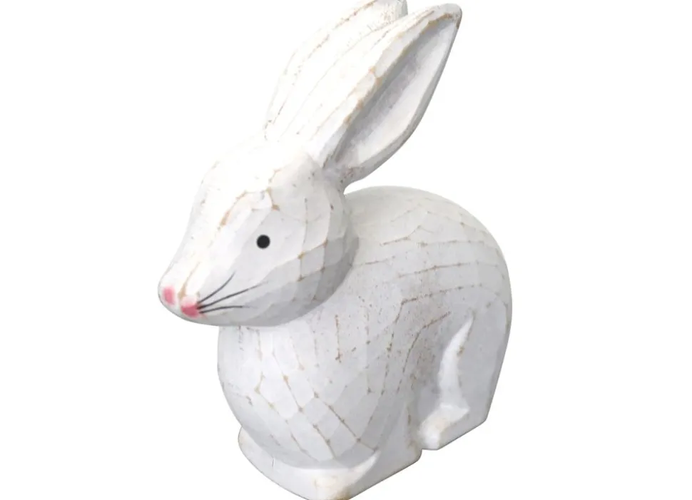 Deko-Hasen White Washed Aus Holz 3-Teilig