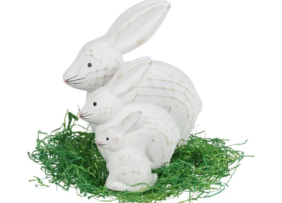 Deko-Hasen White Washed Aus Holz 3-Teilig