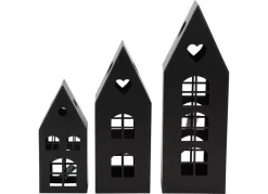 Dekohauser-Set Aus Metall 3-Teilig Schwarz