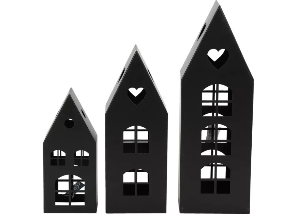 Dekohauser-Set Aus Metall 3-Teilig Schwarz