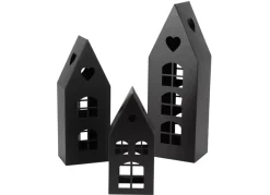 Dekohauser-Set Aus Metall 3-Teilig Schwarz