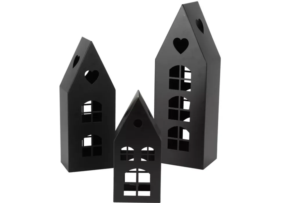 Dekohauser-Set Aus Metall 3-Teilig Schwarz