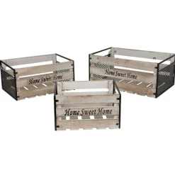 Deko-Holzboxen-Set Mit Metall Home Sweet Home 3-Teilig
