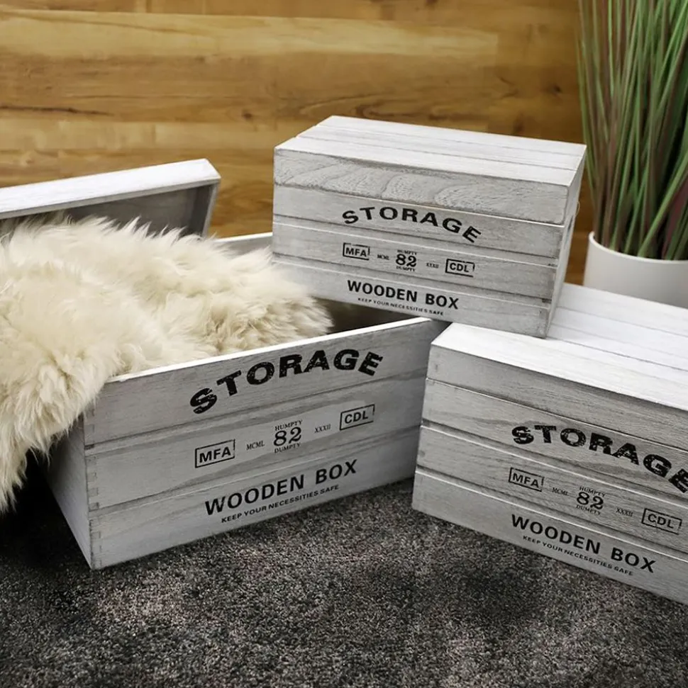 Deko-Holzkisten Storage 3Er-Set