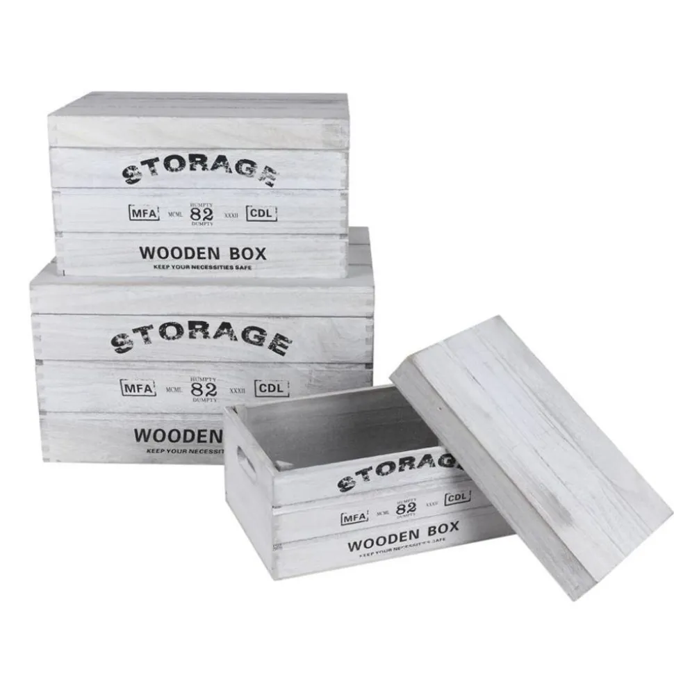 Deko-Holzkisten Storage 3Er-Set