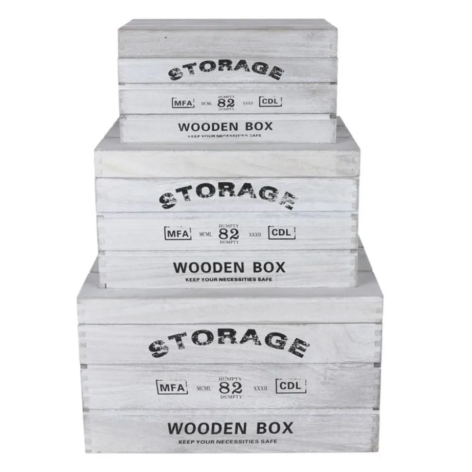 Deko-Holzkisten Storage 3Er-Set