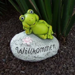 Deko-Stein Willkommen Frosch