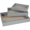 Dekotablett-Set Aus Holz 3-Teilig Grau