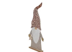 Deko-Wichtel Aus Holz Mit Pailletten-Zipfelmutze 84Cm Zartrosa