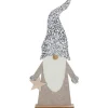 Deko-Wichtel Aus Holz Mit Pailletten-Zipfelmutze 83Cm Hellgrau