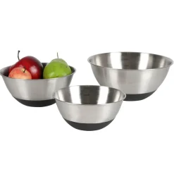Edelstahl-Schusselset Mit Silikonboden 3-Teilig