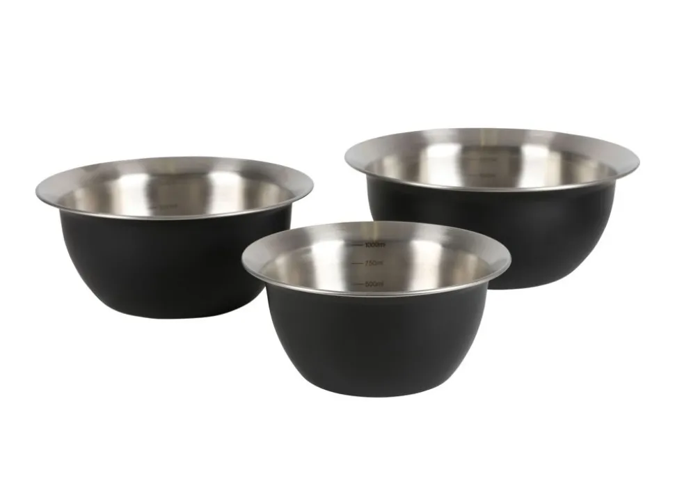 Edelstahl-Schusselset Schwarz 3-Teilig