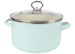 Emaille-Fleischtopf Mit Glasdeckel 24Cm Mint