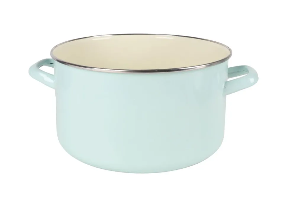 Emaille-Fleischtopf Mit Glasdeckel 24Cm Mint