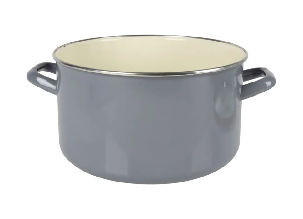 Emaille-Fleischtopf Mit Glasdeckel 24Cm Grau