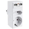 2-Fach Steckdosenadapter Mit 2 Usb-Anschlussen
