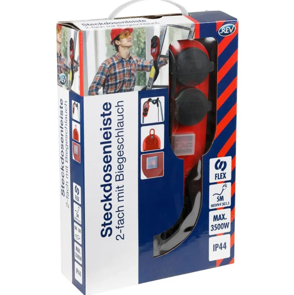 2-Fach Steckdosenleiste Mit Flexschlauch
